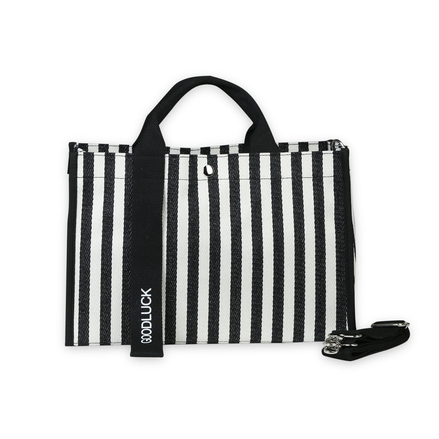 Striped Canvas Tote Black